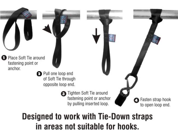 Soft Loop Tie-Down Strap by BLACK+GRAY – wrap around motorcycle handlebars  or frame – BLACK+GRAY Design+Manufacturing, Inc